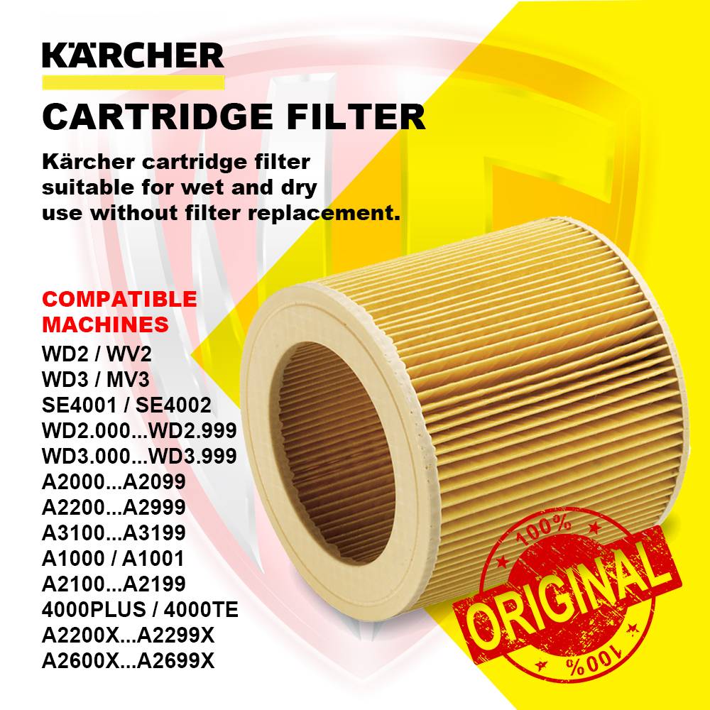 KARCHER CARTRIDGE FILTER ORIGINAL for NT 30/1 Me Classic NT 38/1 Me Classic SE 4001 WD 2 WD 3 WD